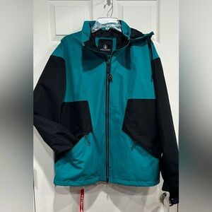 Volcom Women's Large Kimball Jacket Teal Black NWT Ski Snowboard Removable Hood